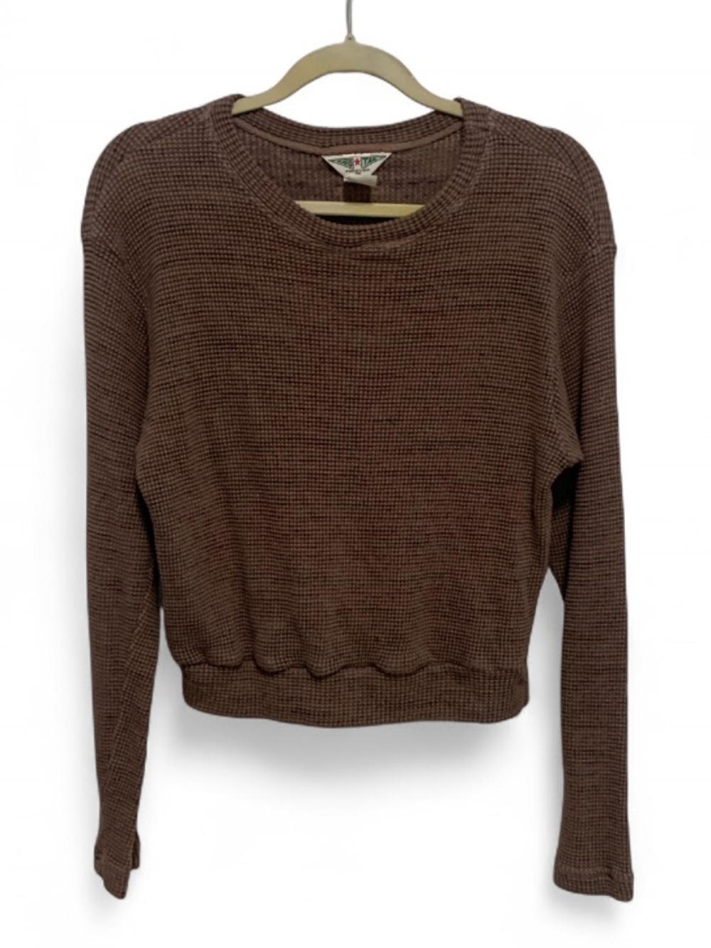 Hard Tail Brown Waffle Knit Cropped Sweater